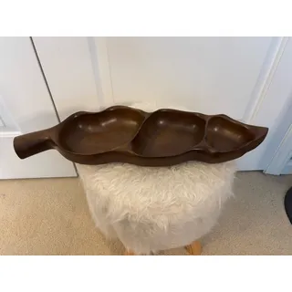Photo of vintage mid century monkey pod wood serving tray
