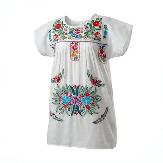 Photo of Handmade Womens Dress M Floral White Vacation NWOT Summer Cotton San