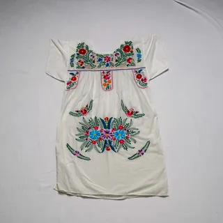 Photo of Handmade Womens Dress M Floral White Vacation NWOT Summer Cotton San