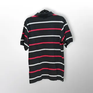 Photo of LRG (Lifted Research Group) Polo Shirt Men L Black/Red Striped Short Sleeve