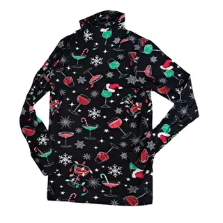 Photo of Inner Circle Christmas Cocktail Turtleneck Top Womens S Black Holiday Stretch NWOT