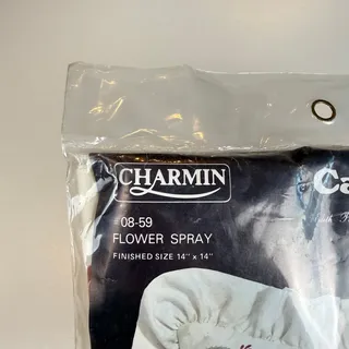 Photo of Vintage Charmin Flower Spray Candlewicking Pillow Kit 08-59 NOS 14x14