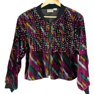 Photo of Vintage Speed Limit sequin velvet cropped bomber jacket S 80s 90s