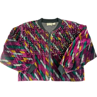 Photo of Vintage Speed Limit sequin velvet cropped bomber jacket S 80s 90s