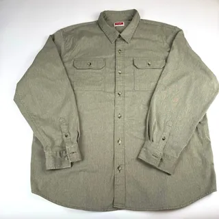 Photo of Wrangler olive green workwear button down shirt men’s 2XL heavy duty