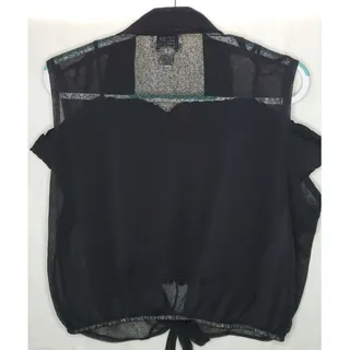 Photo of Extra Editions Women’s 2-Piece Black Sheer Crop Top Set Size 3X
