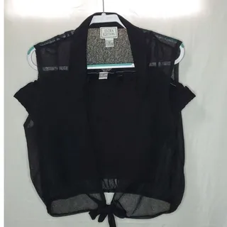 Photo of Extra Editions Women’s 2-Piece Black Sheer Crop Top Set Size 3X