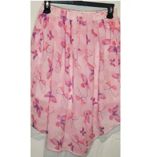 Photo of The Children’s Place Pink Butterfly Print Hi-Low Skirt Size Large
