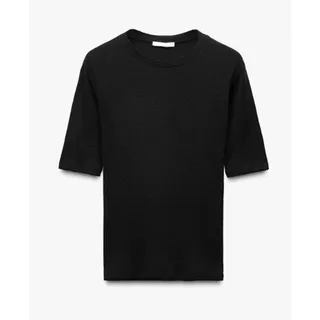 Photo of ZARA SOFT WOOL KNIT SHORT SLEEVE BLACK TSHIRT 3039/007 L EUC