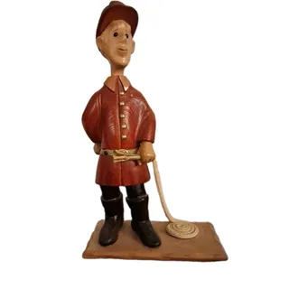 Photo of Vintage Romer Italian Hand-Carved Wooden Firefighter Figurine