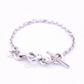 Photo of Authentic PANDORA Knotted Hearts T-Bar Bracelet