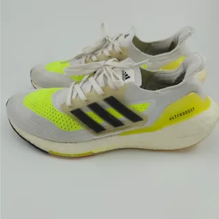 Photo of Adidas Ultraboost 21 women's Size 7.5 White Solar Yellow Running Shoes