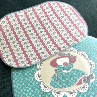 Photo of Vintage 1988 CHD Cat Placemats Set of 5 Reversible Rose Floral Cottagecore