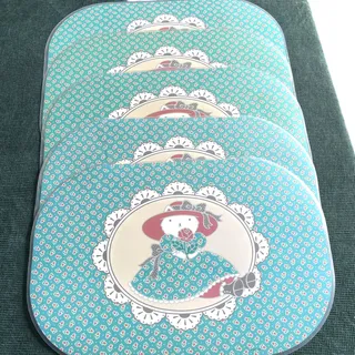 Photo of Vintage 1988 CHD Cat Placemats Set of 5 Reversible Rose Floral Cottagecore