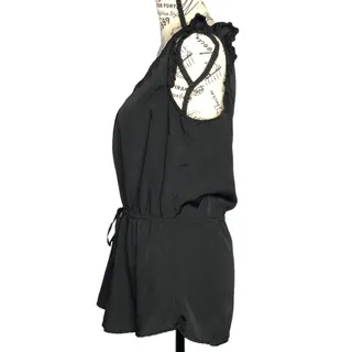 Photo of Old Navy (M) Cap Flutter Sleeve Embroidery Detail Waist Tie Round Neck Blouse