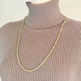 Photo of Beautiful Classic Vintage 1980s Gold-Tone Twisted Opera Length Rope Chain 29"