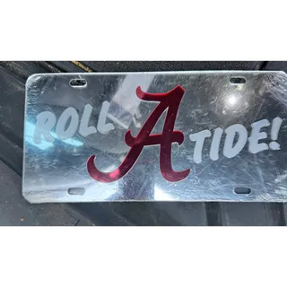 Photo of Alabama Crimson Tide Roll Tide Mirrored License Plate Craftique New Old Stock