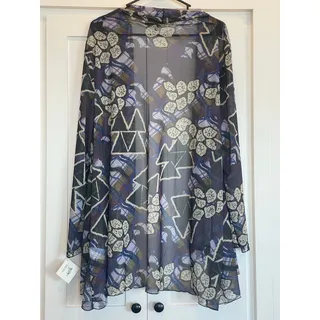 Photo of Kozan NWT Cottage Mulino  Wrap or Kimono duster , sheer purple geo and floral 3X