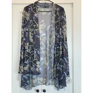 Photo of Kozan NWT Cottage Mulino  Wrap or Kimono duster , sheer purple geo and floral 3X