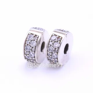 Photo of Two- Authentic PANDORA Clear Shining Elegance Clip with Silicone Core