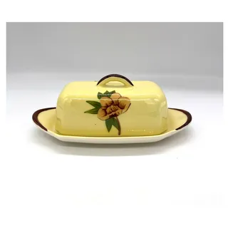 Photo of Vintage MCM Weil Ware Yellow Rose California Butter Dish Mid Century