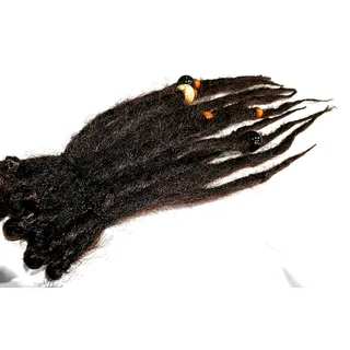 Photo of 10 SE Single Ended Dark Brown Dreads Dreadlocks Hair Extensions Knotty Natural 