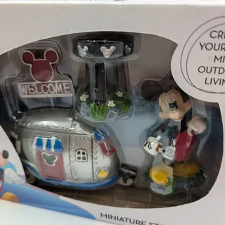 Photo of Disney Mickey Mouse Miniature Statuaries Kit Figurine Set BBQ Grill RV Camper