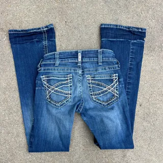 Photo of Ariat 27R REAL Mid Rise Stretch Entwined Boot Cut Blue Jeans in Marine 10017510