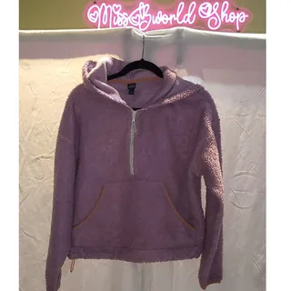 Photo of Wild Fable Half Zip Purple Sherpa Hoddie Sweater Size S