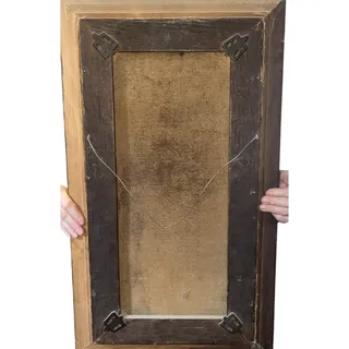 Photo of Antique Original Oil Painting of Flirting Lady from Brothel or Tavern C1890