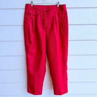 Photo of J.Crew Tomato Red Pleated Front Ankle Pants Preppy Office Size 12