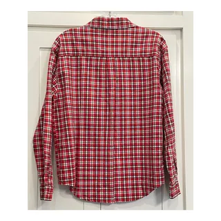 Photo of Carolina Colours red white and blue plaid button up SM 100% Cotton