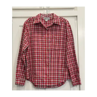 Photo of Carolina Colours red white and blue plaid button up SM 100% Cotton