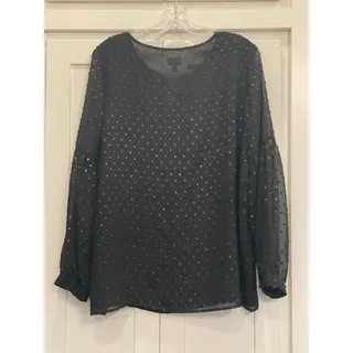 Photo of Dress Barn Black blouse with metallic accents LG