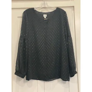 Photo of Dress Barn Black blouse with metallic accents LG
