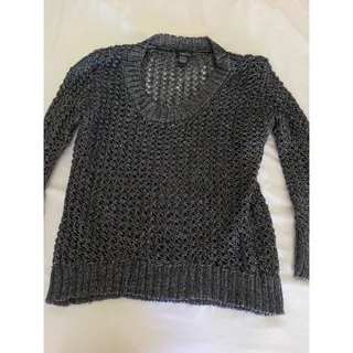 Photo of Rue21 Metallic Black Open Knit Sweater Scoop Neck Shimmer Mermaidcore , Y2K. XL