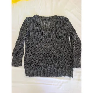 Photo of Rue21 Metallic Black Open Knit Sweater Scoop Neck Shimmer Mermaidcore , Y2K. XL
