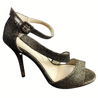 Photo of Caparros Sparkly Metallic Ankle Strap Heels Peep Toe Womens Size 7.5