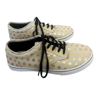 Photo of Vans Cream & Gold Polka Dot Sneakers Black Lace Up Sneakers Womens Size 7.5