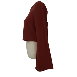 Photo of NWT Band of the Free Boho Bell Sleeve Rust Ribbed Crop Top Tear-Drop Cutout-Med.