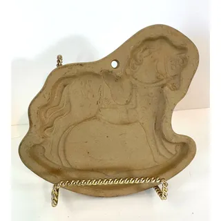 Photo of Vintage Cookie Mold Rocking Horse, Baking Stone, Brown Bag Cookie Art 1986