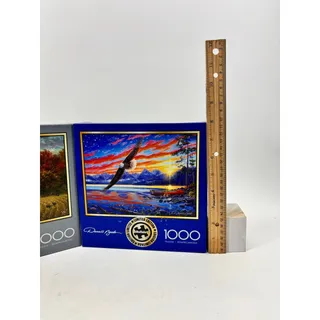 Photo of Buffalo Puzzle Lot of 2 Games Abraham Hunter Darrell Bush Golden Retreat Landscapes 1000-Piece Jigsaw