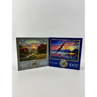 Photo of Buffalo Puzzle Lot of 2 Games Abraham Hunter Darrell Bush Golden Retreat Landscapes 1000-Piece Jigsaw