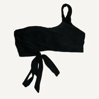 Photo of Black One Shoulder Bikini Top Swimsuit for Women - Tie Side Design Size L