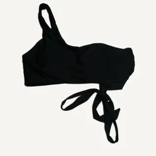 Photo of Black One Shoulder Bikini Top Swimsuit for Women - Tie Side Design Size L
