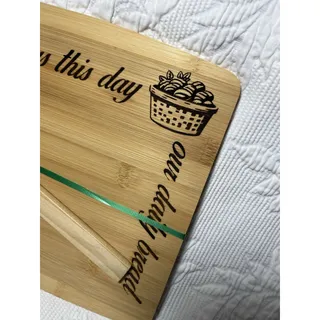 Photo of Custom Laser Engraved Wood Cutting Board With Spatula Gift Set Give Thanks