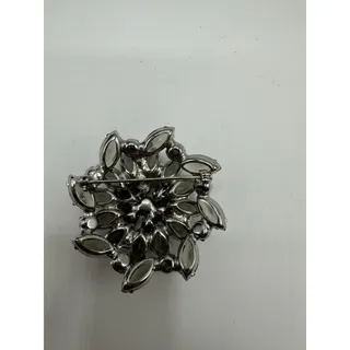 Photo of Vintage Rhinestone Brooch Silver Tone Smoky Grey & AB Glass 2" Starburst Pin EUC