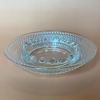 Photo of Vintage Clear Glass Hobnail Diamond Point Ashtray 6.25" MCM Pressed Glass