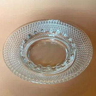 Photo of Vintage Clear Glass Hobnail Diamond Point Ashtray 6.25" MCM Pressed Glass