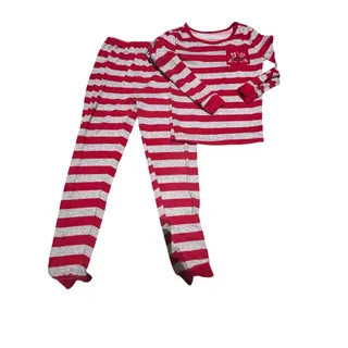 Photo of Laura Ashley Girls Red Gray Striped Pajama Set Size 10 Long Sleeve Top & Pants